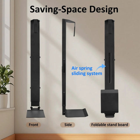 Wall Mount Golf Bag Storage Rack With Air Spring Sliding System Space Saving Golf Bag Holder with foldable stand board