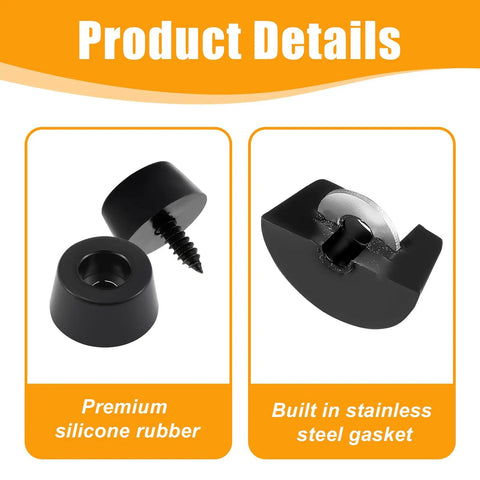 Heavy Duty Rubber Feet And Isolation Pads To Crush The Rattle And Keep Your Gear Planted Solid For Subwoofers Guitar Amps Turntables And Furniture With Stainless Screws detailed view of premium silicone rubber parts with steel screw
