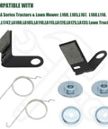 2 Pack Beefed Up Brake Pad Kit For 42 Inch Deck Tractors And Lawn Mowers With Retainer And Torsion Spring GY21943B GX20494 GX20515 GX23240 Fits L D X Series 100 105 115 110 120 125 130 Models shown with parts including brake pads, torsion springs, and retainers.