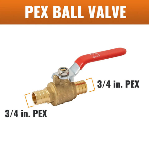 Six Pack Three Quarter Inch PEX Ball Valve Set Brass Full Port Quarter Turn Water Shut Off Valves For Hot And Cold Water