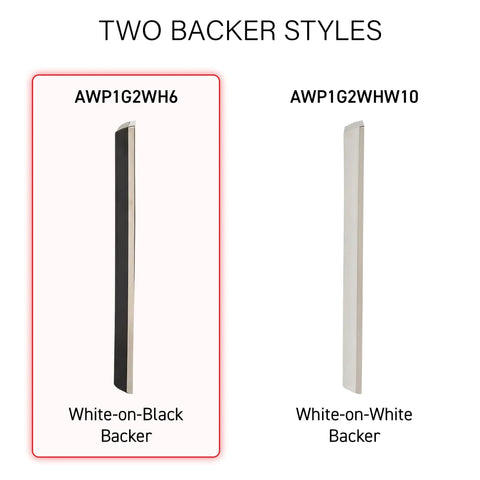 Two backer styles: white-on-black and white-on-white for Gloss White 1 Gang Wall Plate With White On Black Backer Snap On Mount No Visible Screws Fits Standard Electrical Boxes Modern 6 Pack For Quick Diy Switch Cover Upgrade