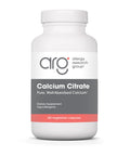 Front view of supplement bottle labeled Calcium Citrate, 180 vegetarian capsules, pure well-absorbed calcium for bone health.