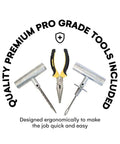 Heavy Duty Tire Repair Kit For Cars, Trucks, Motorcycles, And ATVs Complete Flat Fix Plug Set With pliers and tools