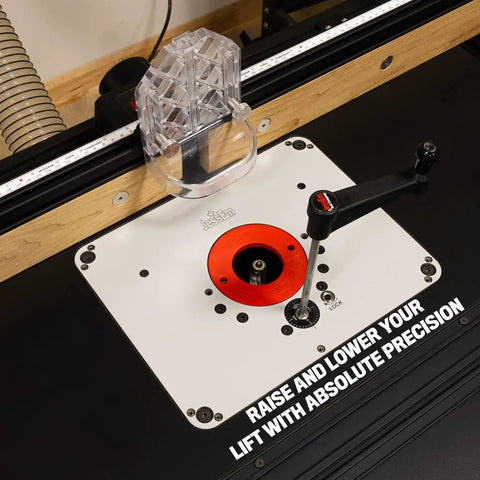 Rout-R-Lift 3 5XT Router Lift System Built Tough Heavy Duty Aluminum With Phenolic Top Plate Delivers Smooth Precision Height Adjustment