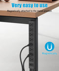 Eight Outlet Magnetic Power Strip With 6 Ft 14AWG Cord Mounts On Metal Surfaces No Drill Setup Includes Four Screws For Easy Wall Or Desk Use Perfect For Garage Shop Or Home Office, black under desk