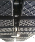 Overhead Garage Storage System With One Or Two Six Tote Sets Using Greenmade 27 Gallon Totes Sold By Costco Patent Protected Design With Hidden Hardware