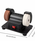 Heavy Duty Twin Wheel Bench Grinder With Kickass Copper Motor For Sweet Garage Space Saving Setup showing two grinding wheels.