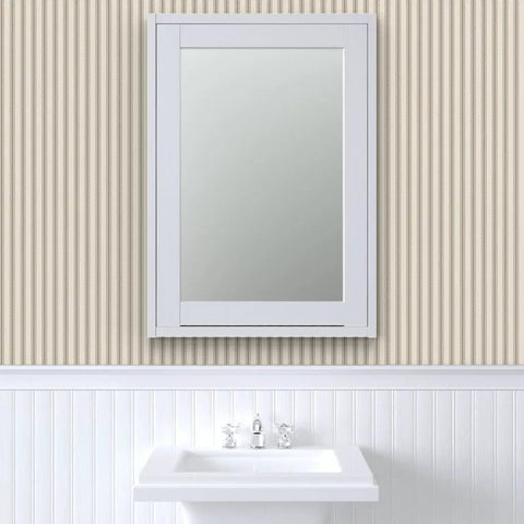 Straight Up Rustic Farmhouse Vinyl Wallpaper With Kickass Leather Texture Heavy Duty Type II Wallcovering Paste Approved For Custom Commercial Shops And Damn Fine Home Refreshes in bathroom setting with sink and mirror.