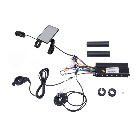 Beefed Up Electric Bike Brushless Controller Kit 36V 48V 750 1200W With LCD Display FOC Sine Wave For E Bikes Trikes Scooters Durable Aluminum Housing With Reverse Polarity Protection And Low Heat Design, with LCD and grips