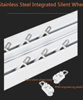 Silent Double Track Baffle Curtain Rail With Slick Slimline Pelmet And Butter Smooth Glide Pulleys Zero Hassle Install Ideal For Heavy Duty Blackout Drapes Total Room Upgrade White 370 Cm close-up of stainless steel integrated silent wheels and track system