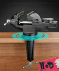 Portable Clamp On Table Vise With 360 Degree Rotation, Heavy Duty Bench Vise For Workbench Or Desktop, 3.2 Inch Jaw Opening, Edge Clamp Up To 2.9 Inch Thick, Perfect For DIY Woodworking And Metalworking Projects, cast steel clamp on desk edge