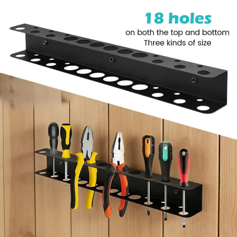 Wall Mounted Screwdriver And Pliers Organizer With 18 Slots, Carbon Steel Heavy Duty Tool Rack for small tools installed on wall.
