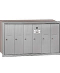 Top Shelf Vertical Mailbox With Six Lockable Doors Solid Aluminum Body, silver finish, six compartments, USPS approved