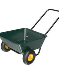Workhorse Two Wheel Wheelbarrow Cart With 330 Pound Capacity Plastic And Steel Garden Wagon with green tray and black handle