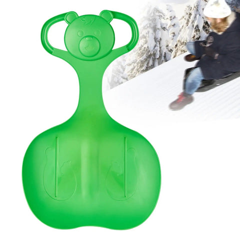 Green Downhill Snow Sled With Handle For A Smooth Ride And Glide, Lightweight PP Luge Toboggan For Kids And Adults, Durable Winter Sled.