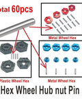 Universal 60 Piece 1.5x5mm Dowel Pin Hex Wheel Hub Nut Pins And Hinge Pins For RC Crawlers with metal and plastic wheel hex