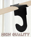 Close-up of a black matte finish single hook from a 20 Pcs Metal Drop Ceiling Hooks Set For Hanging And Decor, attached to a T-bar track.