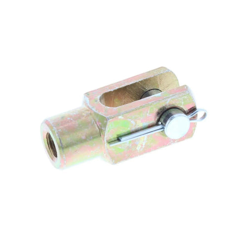 Beefy Three Eighths Inch Fine Thread Steel Clevis End With Pin And Cotter Key For Master Cylinder Or Booster Pushrod To Brake Pedal Arm Universal Fit Linkage Connector For Ride Ready Precise Adjustment And Reliable Pedal Hookup, steel clevis end