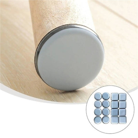 8 Pack Self Adhesive Furniture Glides 19mm Chair Leg Sliders, gray pads on wooden chair leg, floor protectors