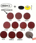 Awesome 75mm Red Sanding Disc Kit with 103 Pieces And Drill, assorted grit discs, hook loop backing, for smooth finishing work.