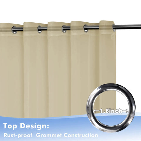 Outdoor Sheer Curtains For Patio Waterproof 4 Panels 54 By 84 Inches Light Filtering Voile Drapes with 1.6 inch grommets