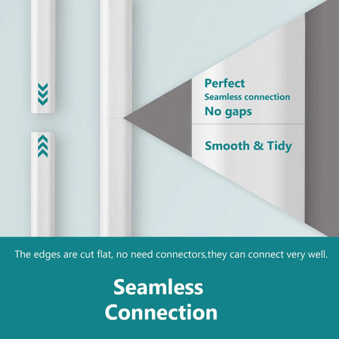 Ultimate Cord Concealer Kit For Wall Mounted TV Cables 9 Pack 17 Inch Each 153 Inch Total White close-up seamless connection