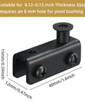 Adjustable Iron Cabinet Hinge Clamp Set For Frameless Glass Doors 3 To 5mm Thick Pivot Hinge Clips, Black 40x12x15mm