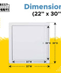 Built Like A Tank 22 By 30 Inch Insulated Fire Rated Upward Opening Ceiling Access Panel With Flange dimensions diagram showing 22" x 30" size.