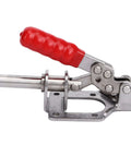 Beefy Stainless Steel Push Pull Toggle Clamp With 136 Kg Clamping Force And 180 Degree Handle shown with open red handle