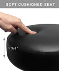 Close-up of Built Tough Heavy Duty Shop Stool With Ergonomic Backrest's soft cushioned seat, showing 3 3/4 inch thickness.