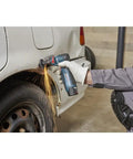 Compact 12 Volt Max Brushless Right Angle Die Grinder With Variable Speed Trigger and Five Speed Options in use on car body with sparks.