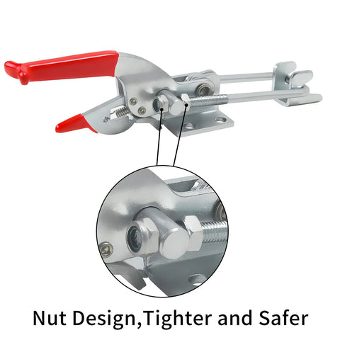 Close-up of 2 Pack Heavy Duty Toggle Clamp 2000 Lbs Holding Capacity With Self Lock U Bolt Adjustable Latch and Antislip Hand Grip
