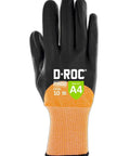 D Roc ANSI A4 Cut Protection Oil And Liquid Absorbing TriTek Work Gloves With DX Technology showing palm and back design.