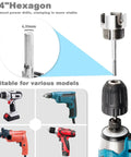 1/4 inch hexagon adapter for drill compatibility in Heavy Duty Three Piece Pipe Thread Kit With No Fuss Dual Function Internal And External Threading