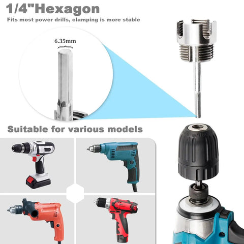 1/4 inch hexagon adapter for drill compatibility in Heavy Duty Three Piece Pipe Thread Kit With No Fuss Dual Function Internal And External Threading