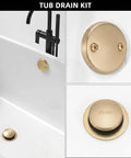 Top Shelf Champagne Bronze Bathtub Drain Stopper With Tip Toe Overflow Faceplate And Warm Brushed Gold Finish close-up in sleek bathtub.