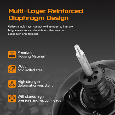 Close-up of Multi-Layer Reinforced Diaphragm of Heavy Duty Premium Vacuum Power Brake Booster For Chevy And Gmc Pickups 1981 To 1991 5471069.