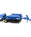 Realistic Dope One Sixty Four Scale Landoll 5532-30 Grain Drill Model Replica with diecast body, rubber wheels, blue decals