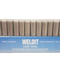 Box of Weldit leak sealant tubes for automotive cooling systems, designed to prevent radiator cracks and overheating.