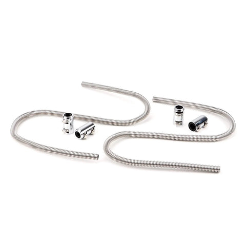 iRKY 44in stainless steel flexible heater hoses with chrome end caps, 2 hoses, 4 caps