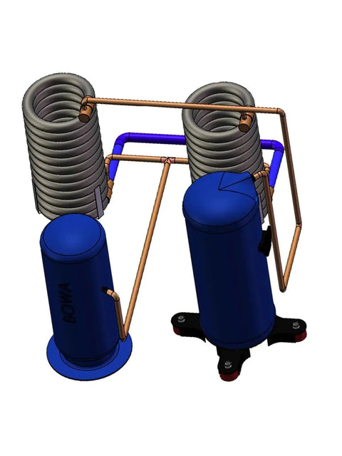 Heavy Duty Tube In Tube Coaxial Condenser for Heat Pump Water Heaters featuring cooling coils and copper piping in assembly.