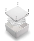 Outdoor Junction Box IP67 Waterproof Project Box Made From Durable ABS Plastic Weatherproof Electrical Enclosure with gray cover exploded view