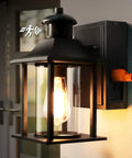 Outdoor Wall Lantern With Built In GFCI Outlets Waterproof Porch Light With Motion Modes No Fuss Anti Rust Exterior Wall Light