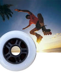 Skater jumping at sunset with Dope Inline Skate Wheels 84mm 85A 8 Pack With Bearings For Indoor Outdoor Use Durable PU Replacement Rollers