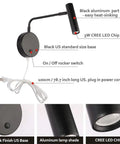 Industrial Plug In Wall Light With Cord 240 Degree Adjustable Head Warm White 3000K Black Finish Bedroom Sconce With On Off Switch