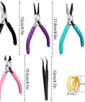 4 Piece Jewelry Pliers Set For Beading And Jewelry Making Including Needle Nose Pliers, Round Nose Pliers, Bent Nose Pliers And Wire Cutter Handy Tools Kit For Bracelet Craft, Wire Wrapping, And DIY Jewelry, various colors