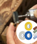 Heavy Duty 3 Airway Buffing Wheel Set With Bench Grinder Polishing Wax Wheels For Metal And Wood showing buffing wheels in use.