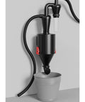 Heavy Duty Two In One Cyclone Separator Vacuum Cleaner Wall Mounted Wheeled Industrial Dust Collector Turbo Suction Dual Filter above gray bucket.