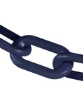 Cobalt Blue Plastic Chain With Four Inch Dog Bone Links For Crowd Control And Event Safety shows a close-up of interlocking chain links.