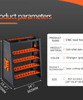 4 Tier CNC Tool Rack With 40 Taper Holder And 70 Capacity CNC Tool Cart Storage Cabinet dimensions and details infographic